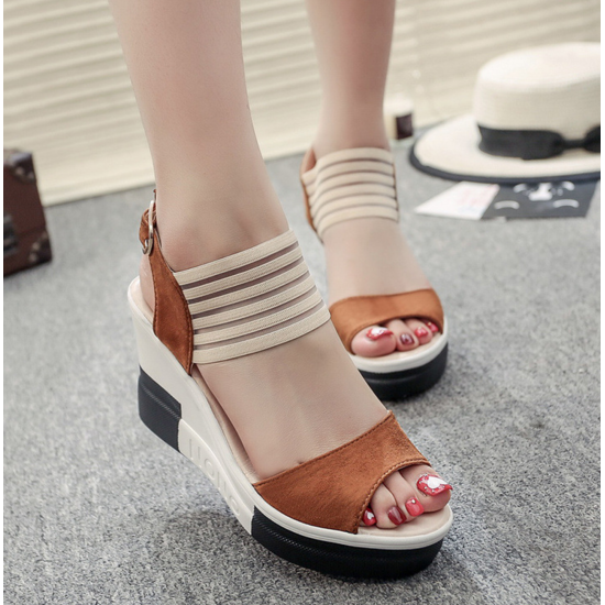 Buy Women Korean  Fashion Brown High Wedge  Sandals  S 41BR 